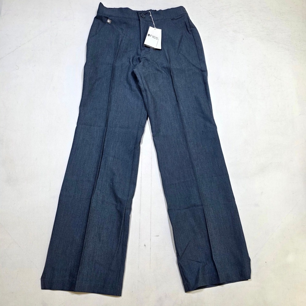 FIGS Scrub Pants Women XS Heather Denim Blue Straight Leg Nurse healthcare